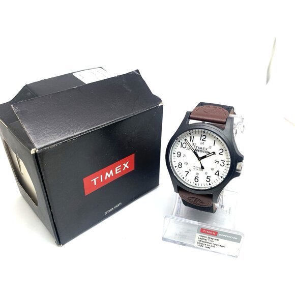 Timex Men's Watch TW4B08200 Expedition Quartz Indiglo White Dial Nylon Leather - Picture 3 of 15